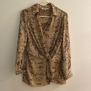 Animal print long sleeve blouse.